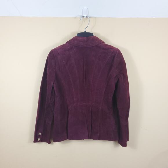 Isaac Mizrahi Live!  Burgundy Suede Moto Jacket 4 - Picture 7 of 12